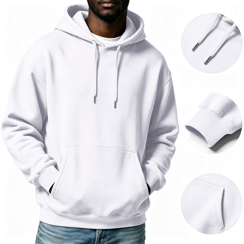 Men's Casual Color Hoodie with Drawstring