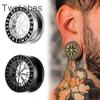 Twolobes 2PCS Stainless Steel Norse Mythology Rune Ear Gauges Tunnels Expander Piercing Men Women Body Jewelry Plugs Stretcher