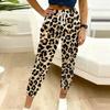 Summer Ladies Leopard Print Printed Sweatpants Loose Fit Drawstring Joggers Elastic Cuff Daily Casual Pants