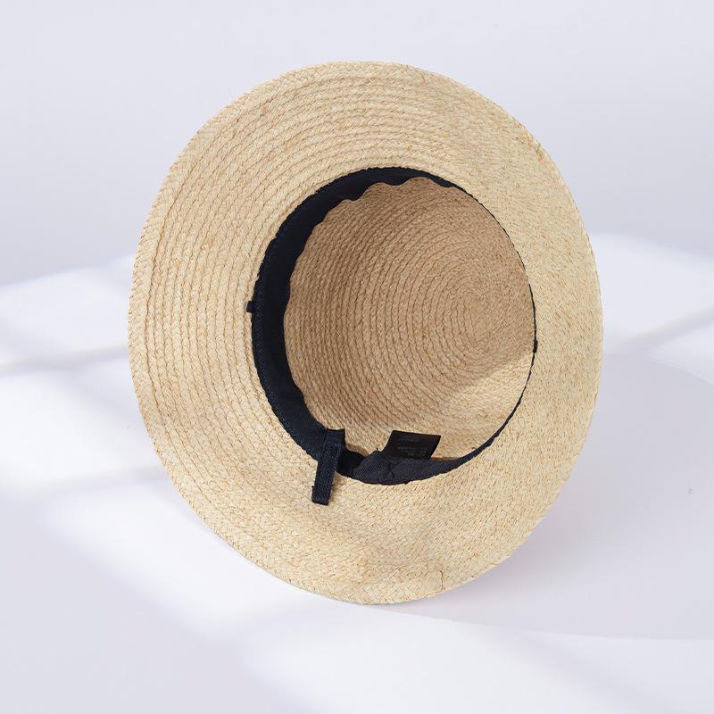 New Summer Rafia Fisherman Hat Pearl Mesh Webbing Beach Vacation Sun Protection Sunbath Hat