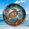Round Stained Glass Style Window Hangings 5.9 Inch Colorful Sun Catcher with Chain for Indoor Outdoor Decor Light Reflection Artistic Gift