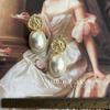 Light Medieval French Retro Hammer Pattern Metal Pearl Earrings Elegant Temperament Stud Earrings