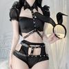Domila Sexy Lingerie Women's Rivets Hollow One-piece Sexy Bunny Suit Small Breasts Gather Cosplay