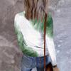 Women's Casual Long Sleeved V-neck Button Printing Slim Fitting Top