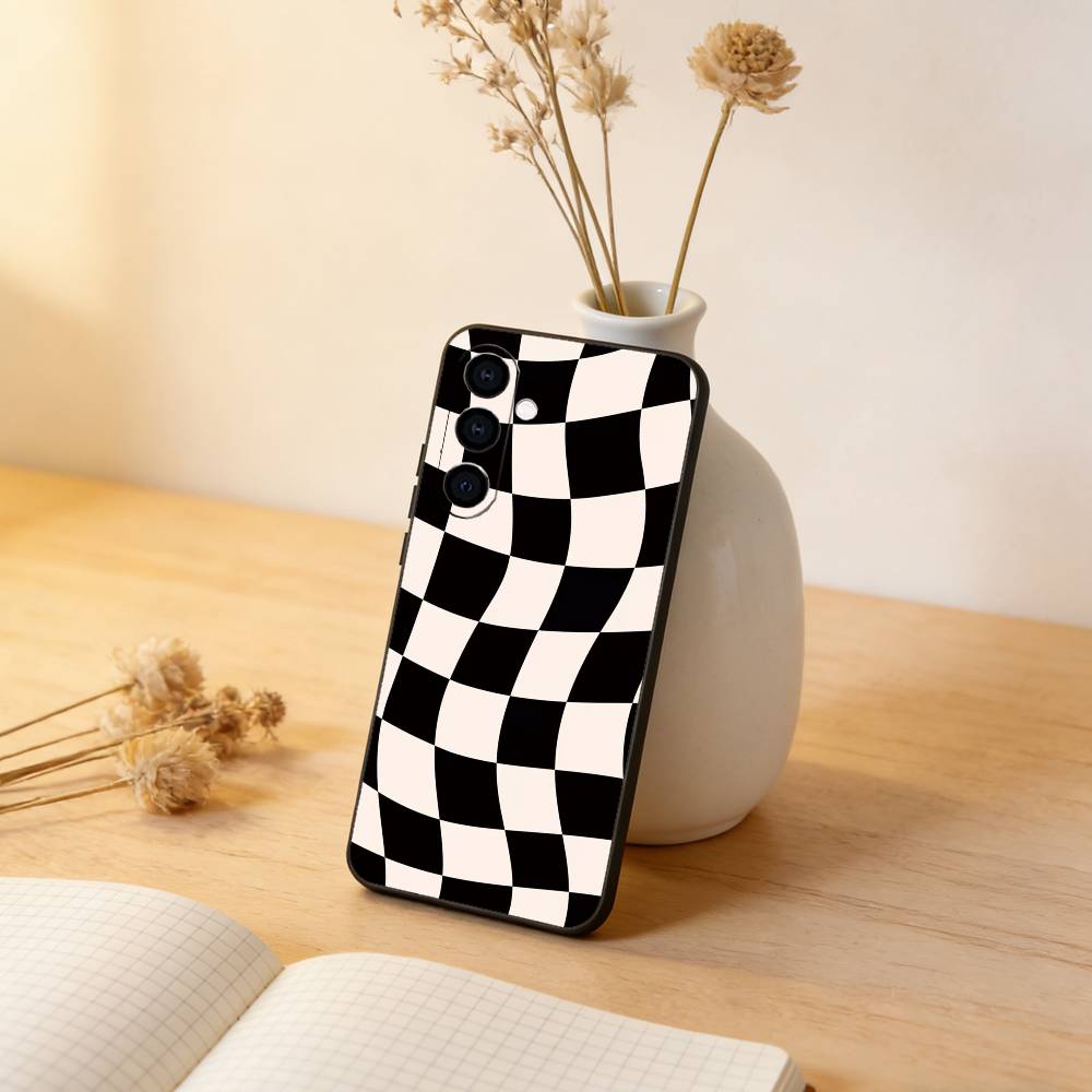 Solid color plaid Phone Case Black Silicone Soft For Samsung Galaxy A73,A72,A71,A70,A53,A52,A51