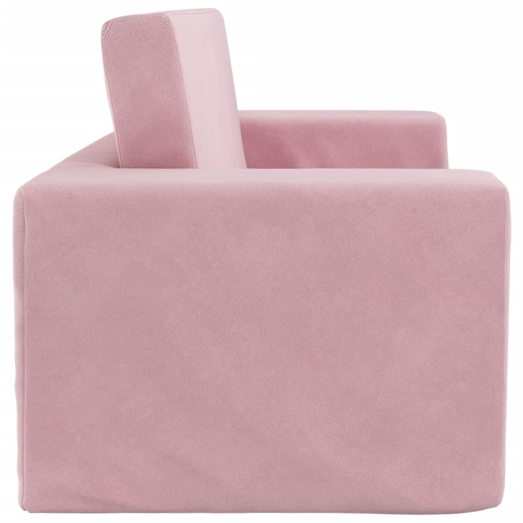 Kids  Sleeper Sofa 2 Seater Pink Soft Plush