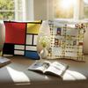 Classic Bright Simple PPiet Cornelies Mondrian Cushion Cover Pillowcase Antidustmite Invisible Zipper Short Plush Sofa Cushion