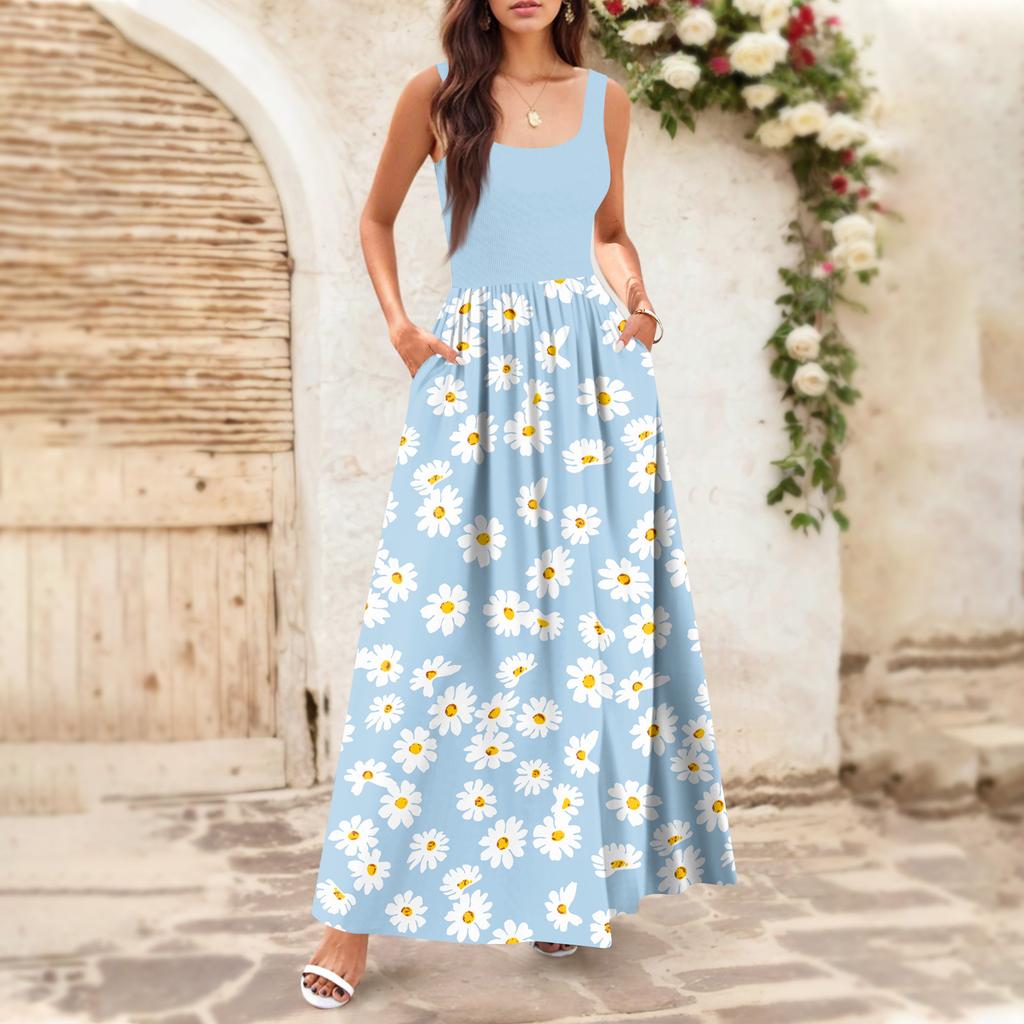 Women's Flowing Dresses Women's Summer Dresses Casual  Long Dresses Cute Floral Long Dresses