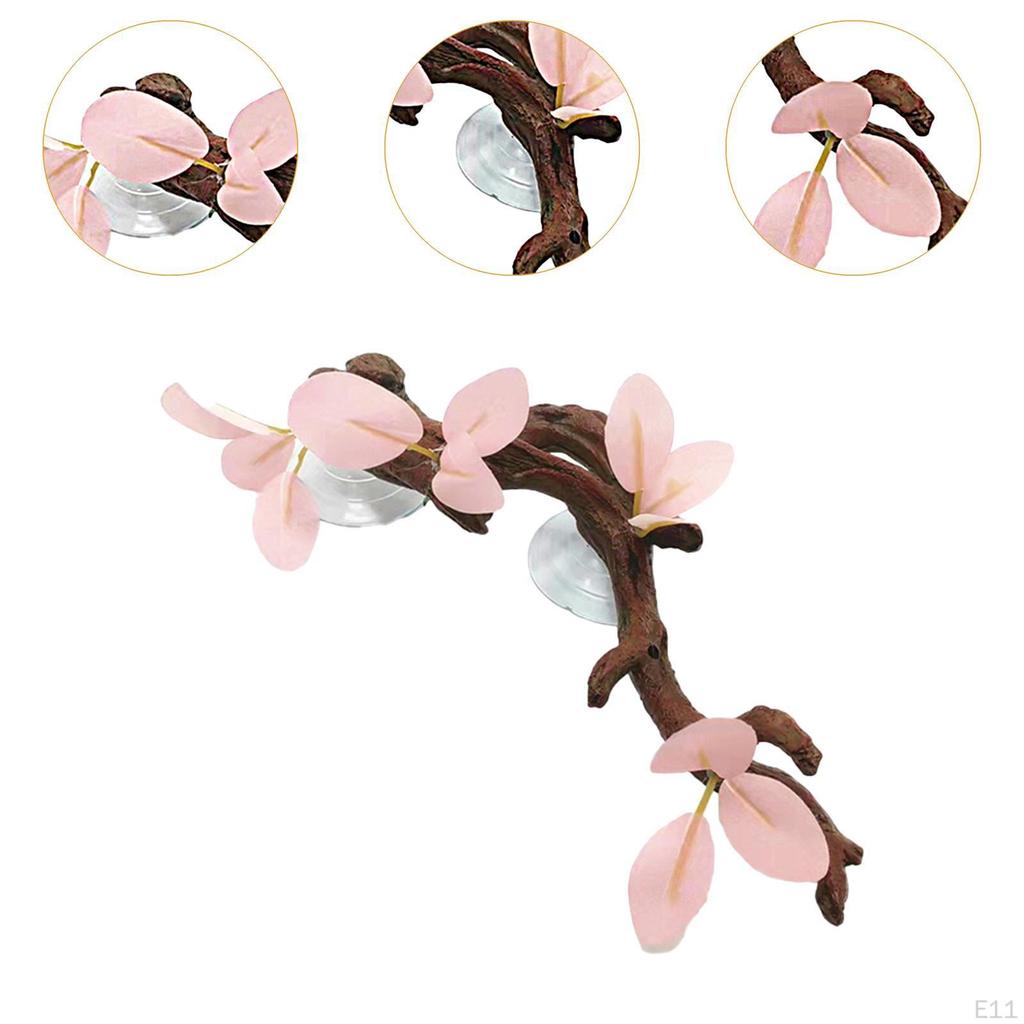Climb Tree Branch Decor Gecko Plant Ornament with Suction Cup Decorative Geckos Snake Background