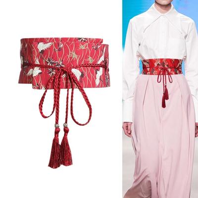 Embroidered Cloth Wide Belt Chinese Style Hanfu Cummerbunds Retro   Girl