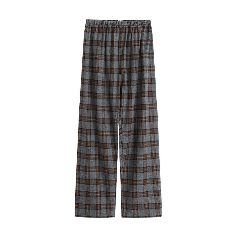 Karierte Pyjamahose, mittelschwerer Jersey-Stoff, normale Passform mit Taschen, Indoor-Lounge-Pyjamahose - Lounge-Hose