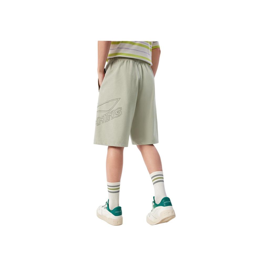 Li Ning Lifestyle Series Sport Minimalist Solid Color Elastic Letter Casual Shorts Men shorts Lime AKSV529-2