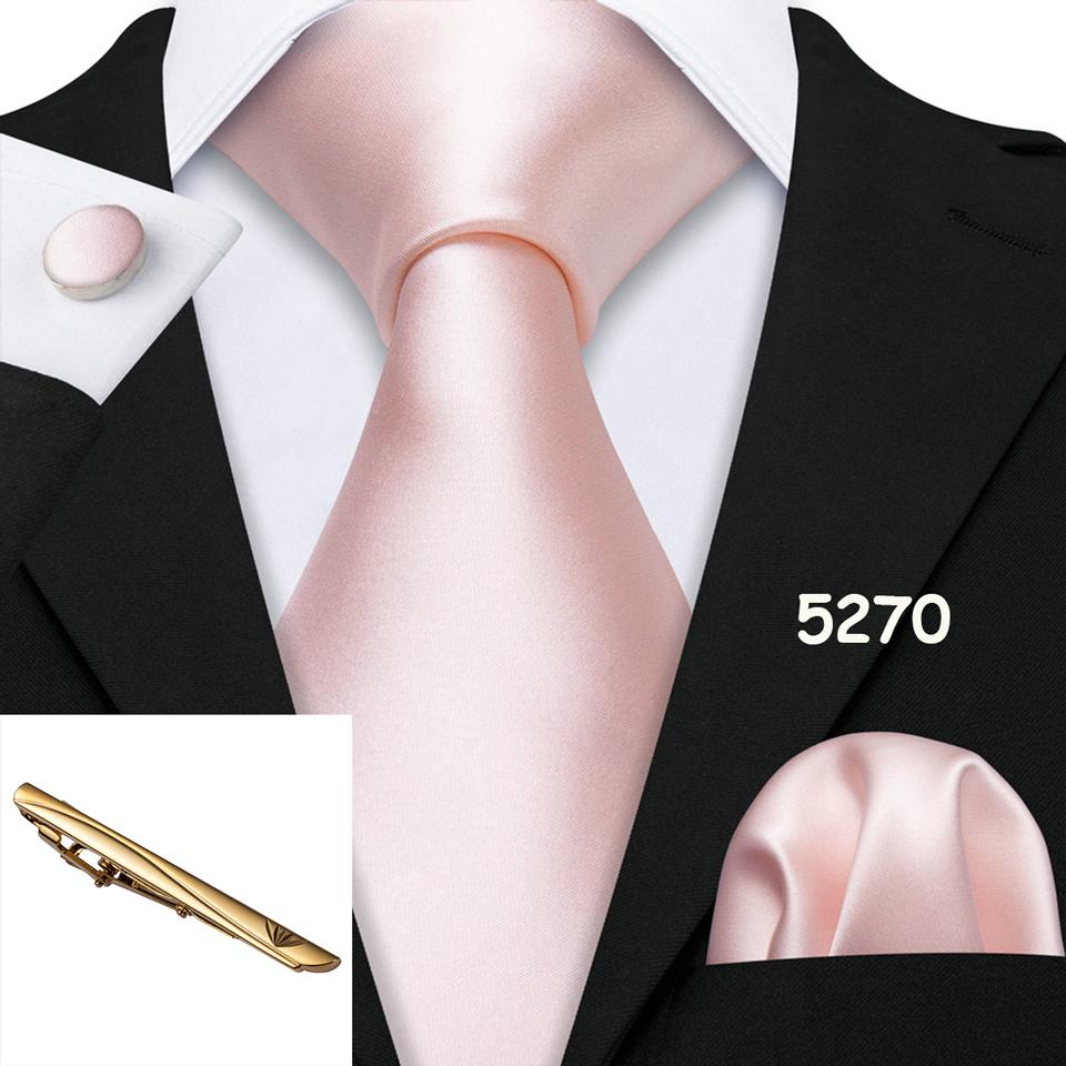 Barry.Wang Coole Krawatten mit Krawattenspange, Koralle, Rosa, Rot, Krawatte, Einstecktuch, Manschettenknöpfe, Set