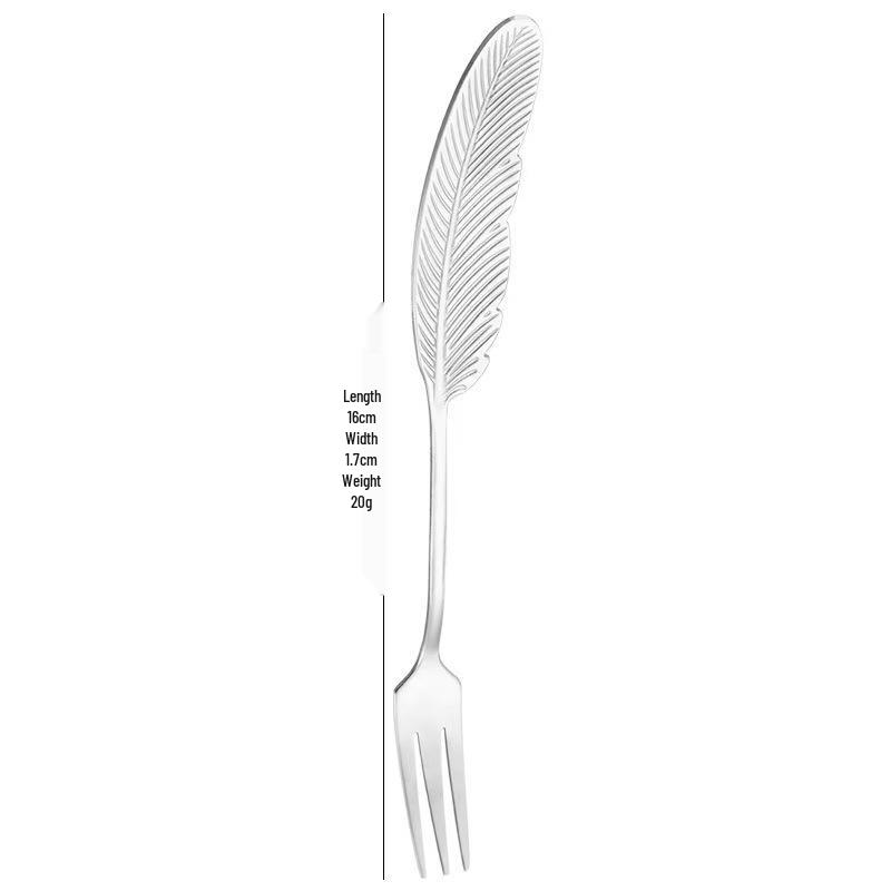 Creative Feather Stainless Steel Fork & Spoon Set for Dessert and Coffee