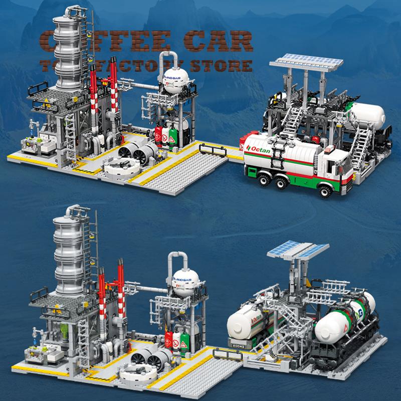 Non-Toxic Street View Petroleum Factory Moc Bricks Puzzle Toys Stem City Natural Gas Storage Center Building Model Blocks Set Kid Gift New