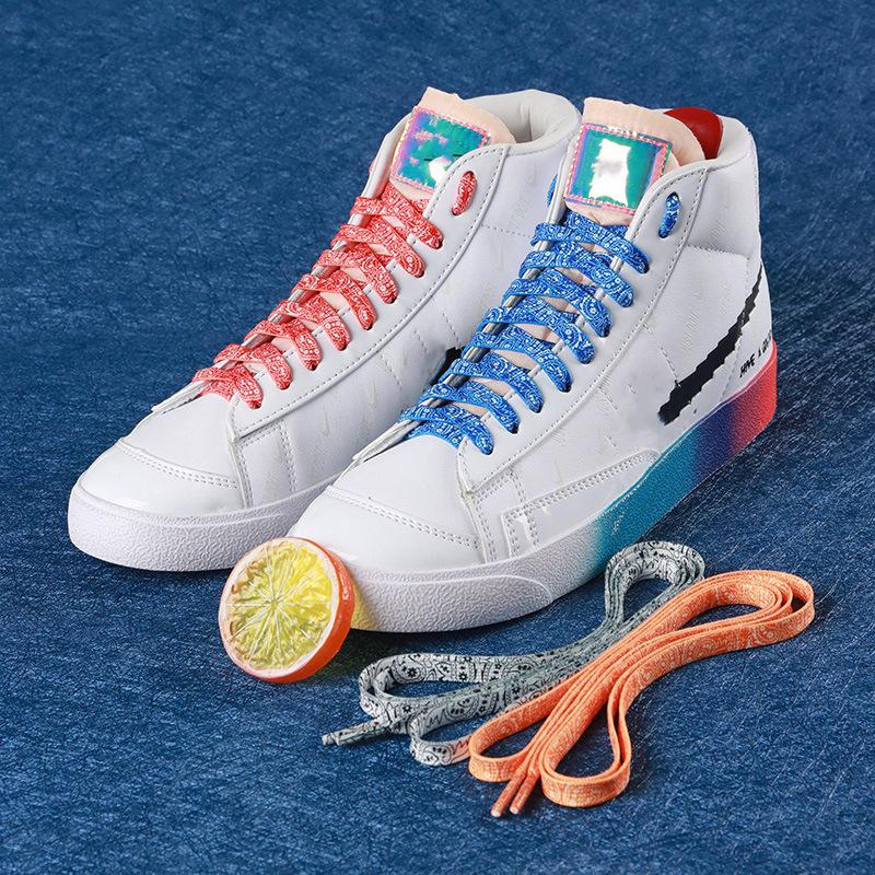 1 Pair Color Cashew Flower Shoelace Flat Shoelaces for Sneakers Creative Gradient Colorful Shoe Laces Men and Women for AF1 AJ1