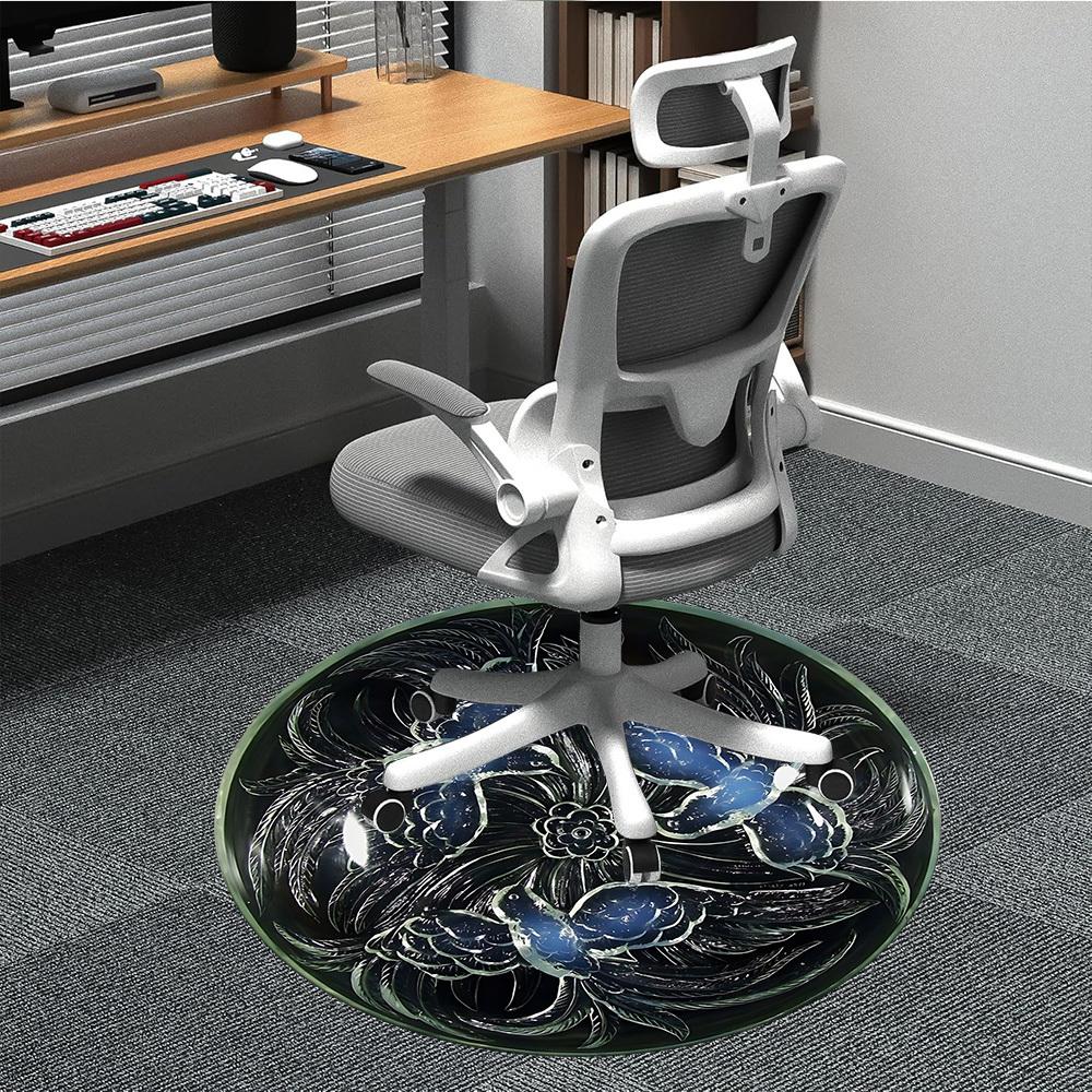 

1pc Floral Pattern Chair Carpet for Office Non-Slip, Machine Washable Rug for Office, Room - Polyester, Machine Made yy251029154 80cm by 80cm