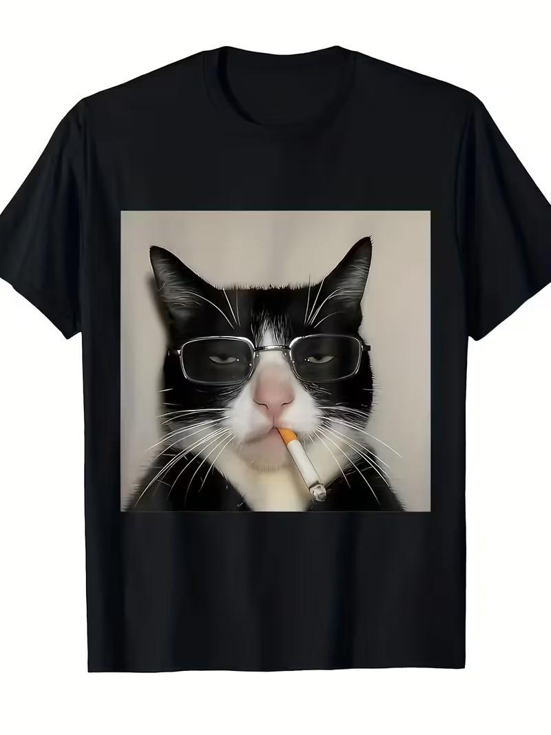 

Cute and Fun Cat Emoji Pattern T-shirt, Harajuku Style Animal Clothing New Women s Street Style T-shirt Y2K Top Graphic T Shi... 5XL різнокольоровий