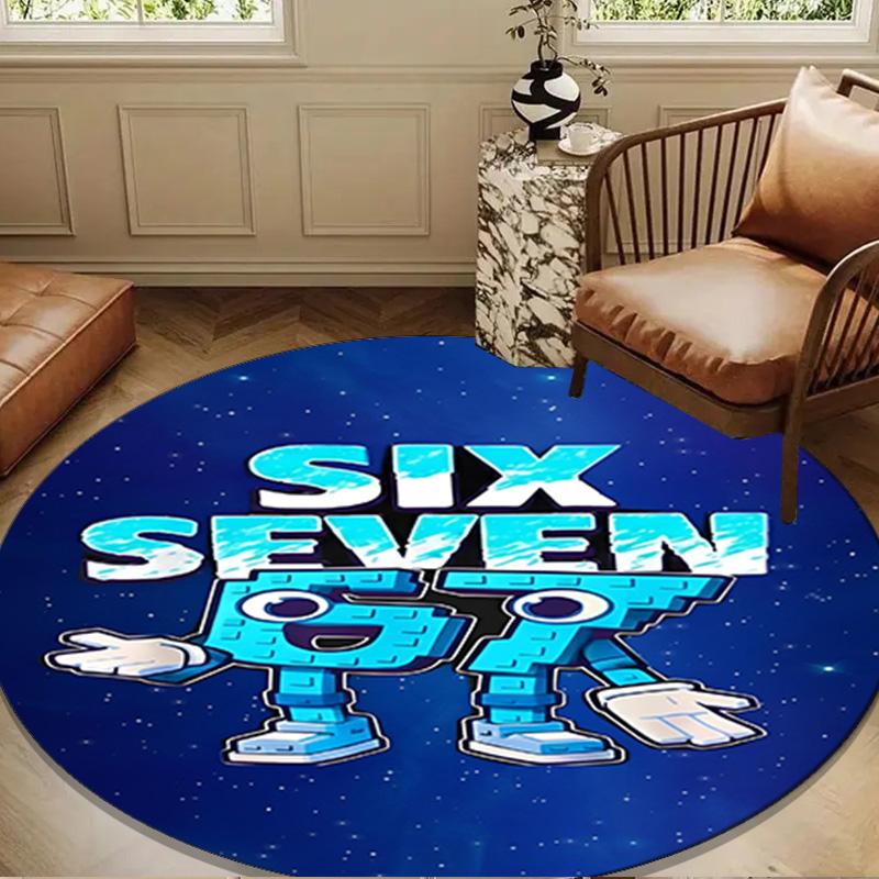 Space Adventure With Six Seven 67 Round mat Home Decor, Chair rug For livingroom,Bedroom, doormat home decor Birthday Gift Christmas Gifts