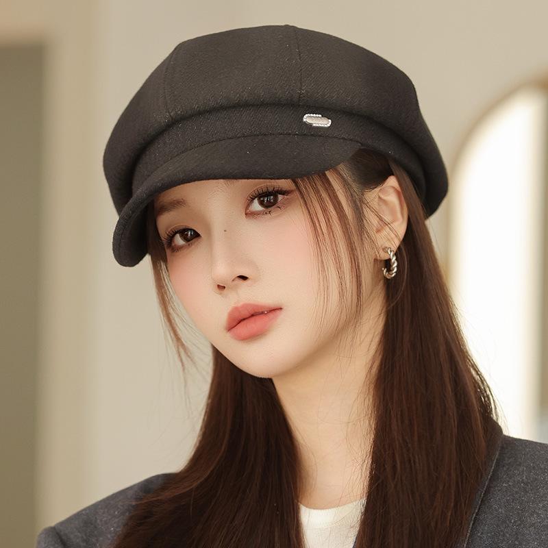 

Женский британский ретро берет газетчика - Стильная и стройнящая теплая шапка для осени и зимы One Size чёрный