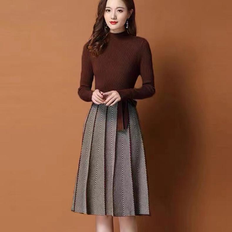 

Платье-свитер женское базовое платье средней длины осень-зима модное трикотажное платье длиной до колена женская одежда L