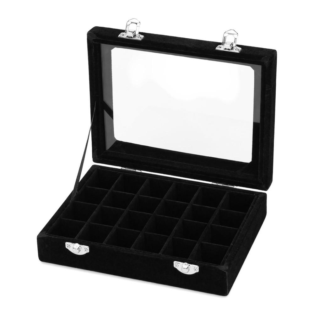 Transparent Lid 24 Grids Rhinestone & Nail Gem Storage Box Shop Display
