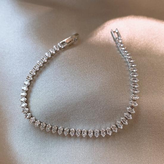 Zirconia Cubic Bracelet for Women Tear Drop Shaped Rhinestone Bracelet Wedding Bridal Jewelry for Anniversary Birthday Valentine's Day