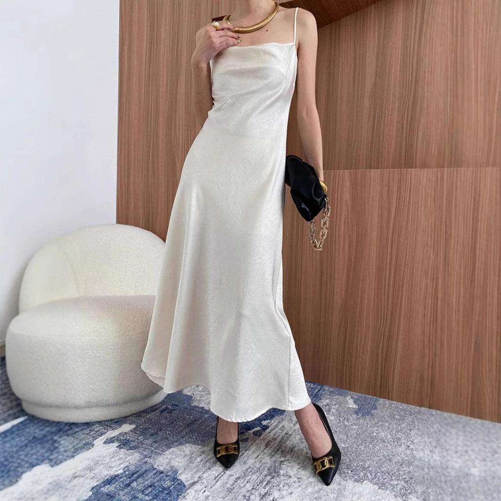 Summer Women's Backless Strappy Sexy High Waist Evening Party Dress, Elegant Casual Cocktail Gown for Women European American