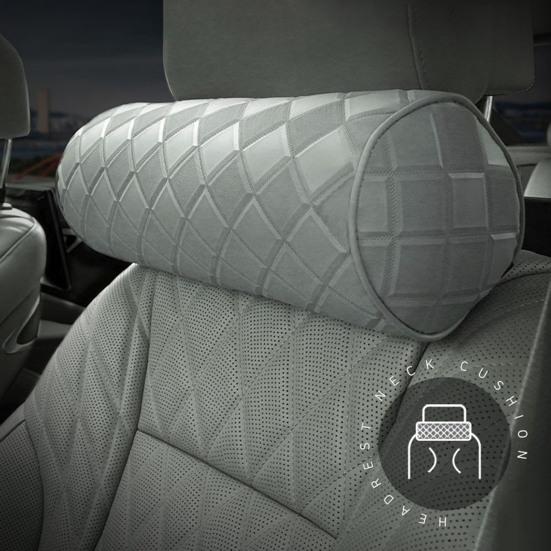 Car Headrest Pillow for Driving Faux Leather Memory Foam Ergonomic Neck Support Universal Fit Head Rest Travel Cushion for Most Vehicles