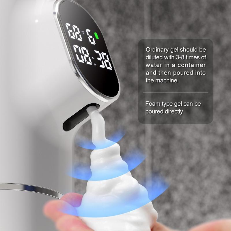 Automatic Foam Soap Dispensers with LED Display Soap Dispenser 5 Level Adjustable 2 in 1 Desktop & Wall Hanging for Bathroom