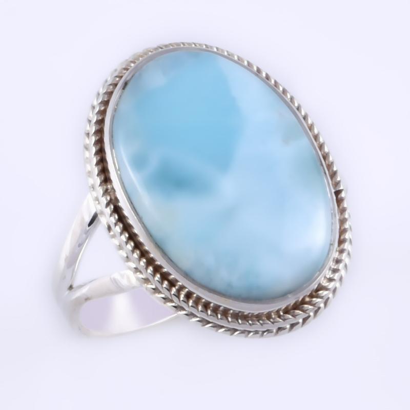 Natural Republic Larimar Gemstone Handmade 925 Sterling Silver Ring S.9" S7N16