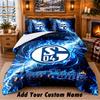 Schalke 04 FC Pattern Bedding 3Pcs Set Custom Name, Bed Sheet And Pillowcases For Home Bedroom