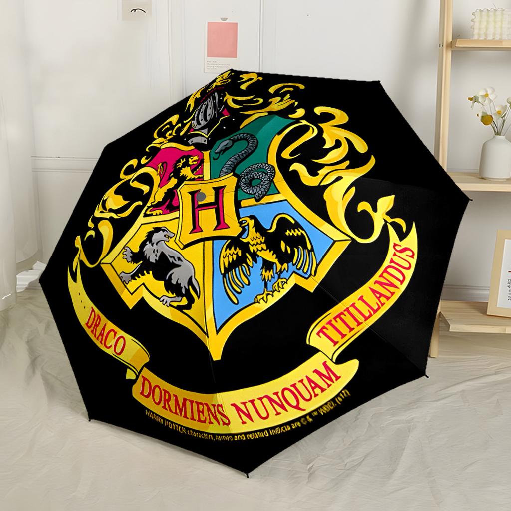 Hogwarts Crest Symbolism Outdoor Automatic Umbrella with 8-Rib Sturdy Construction Perfect for Outdoor Adventures Fashion Lovers Best for Christmas