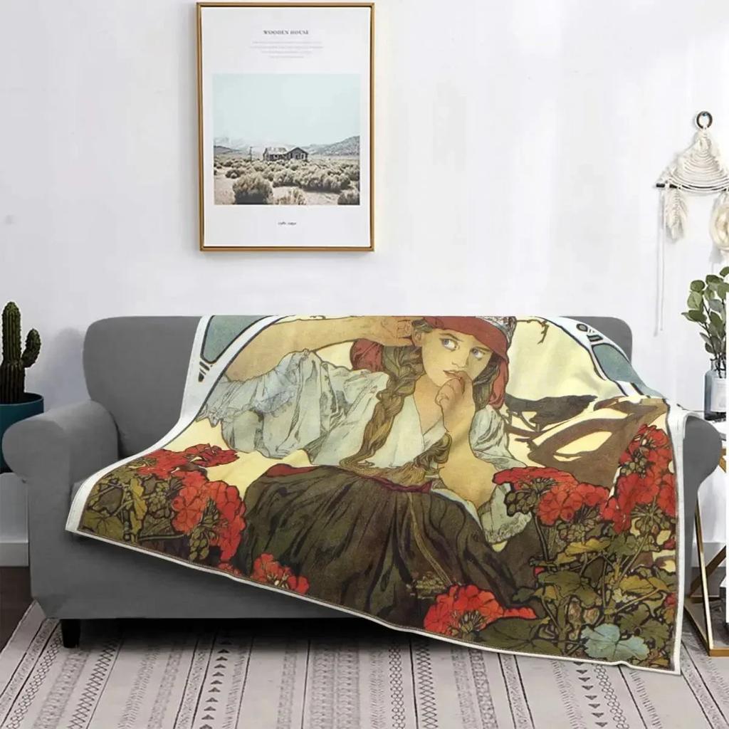 Renaissance Art Painting Blanket Medieval Vintage European Aesthetic Warm Comfortable Flannel Throw Blanket Art Women Blankets