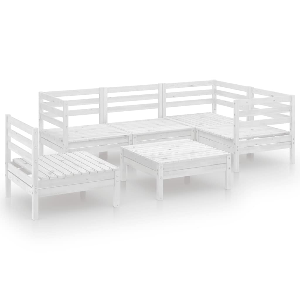 vidaXL 6-tlg. Garten-Lounge-Set Massivholz Kiefer Weiß