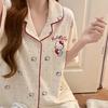 Internet Celebrities New Polka Dot Cat Pajamas Women's Summer Cardigan Red Edge Short Sleeve Shorts Suit Can Be Worn Outside Loungewear