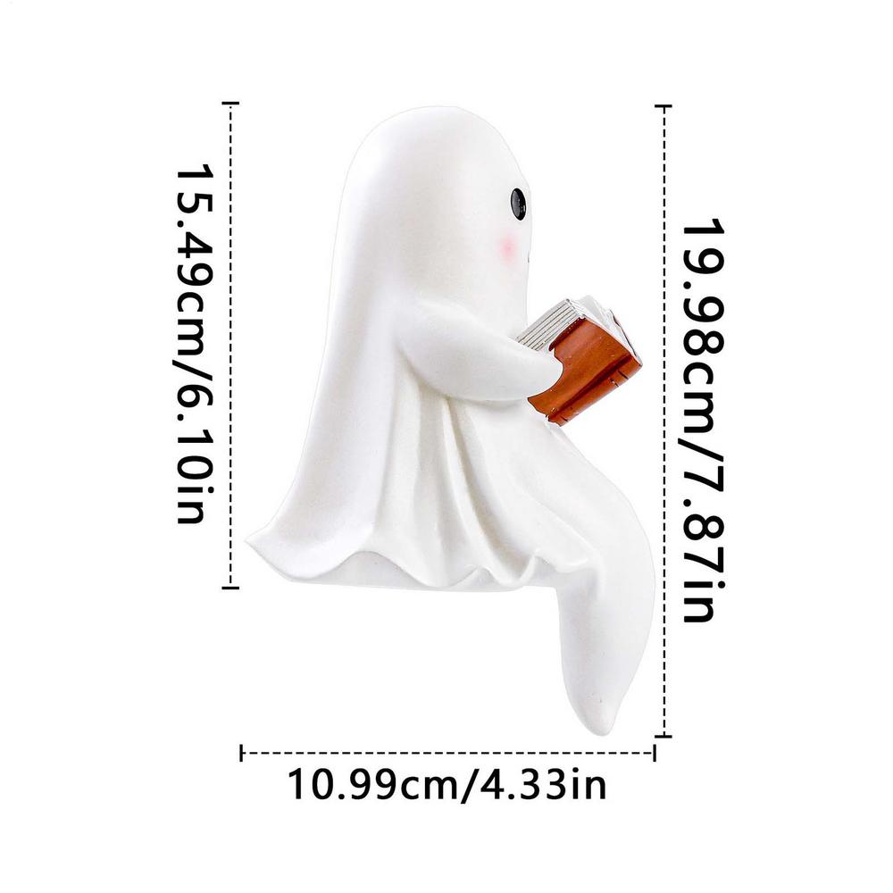 Ghost Reading Lantern Lighted Ghost Figurine Halloween Resin Figurine Tabletop Centerpiece For Bedroom Study Bookshelf Kid's