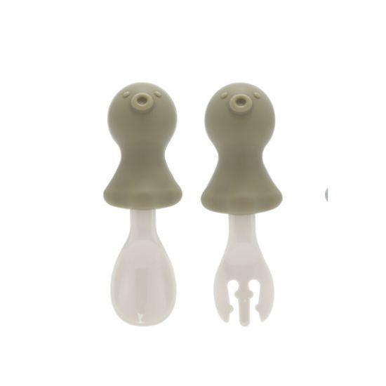 Edison Baby Octopus Self-Feeding Silicone Spoon & Fork Set with Case