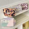 Leopard Print Cosmetic Bag Box Shaped Travel Organizer Women Makeup Pouch Storage Bags