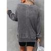 New Autumn Women's Round Neck Long Sleeve Side Slit Waffle Simple and Versatile Sweatshirt