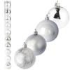 Set of 10 Plastic Baubles 6 CM Silver