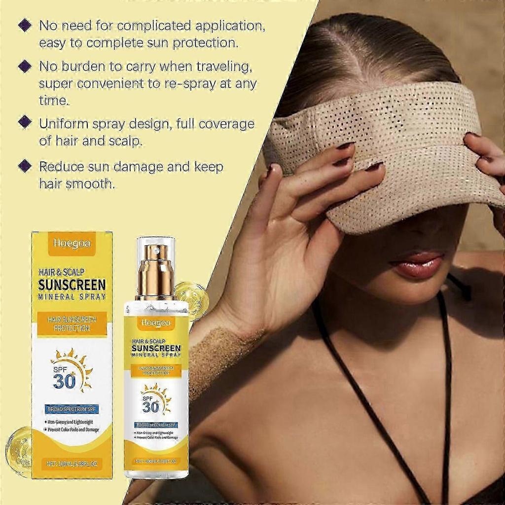 Prémiový sprej na ochranu vlasů před sluncem SPF 30 | Nemastná UV ochrana pro vlasy a pokožku hlavy | Ochrana pokožky hlavy v cestovní velikosti | Opalovací krém na pláž | Ochrana pokožky hlavy před sluncem