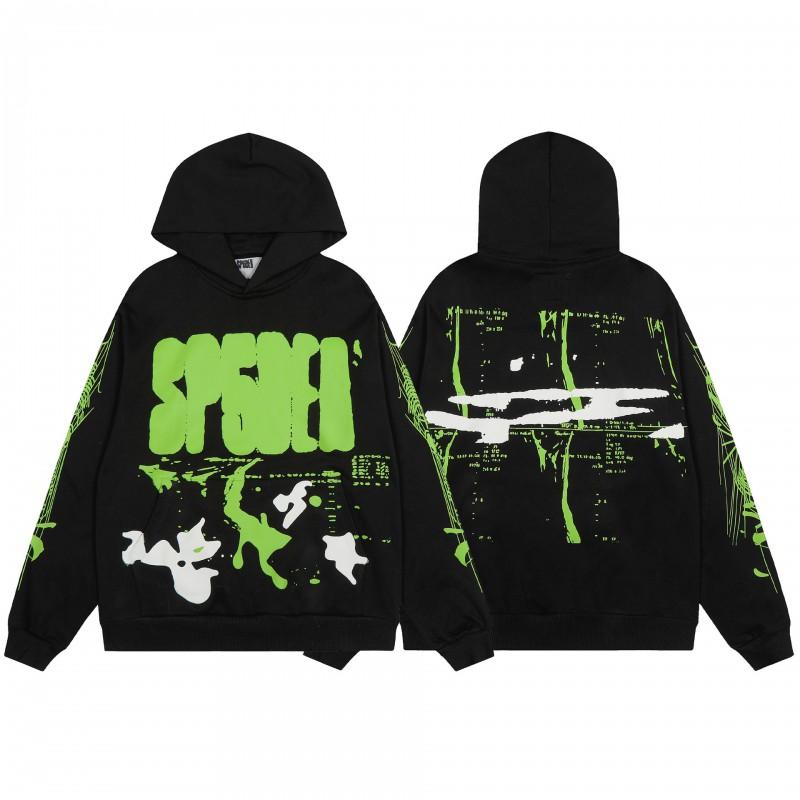 Mens Spider Web Graphic Hoodie High Street Loose Fit Long Sleeve Pullover Teens