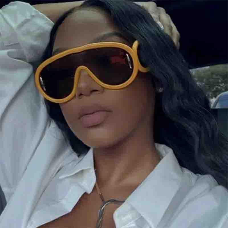 Oversized Y2K Punk One-Piece Sunglasses Women Sports Wave Mask Sun Glasses Luxury Steampunk Eyewear