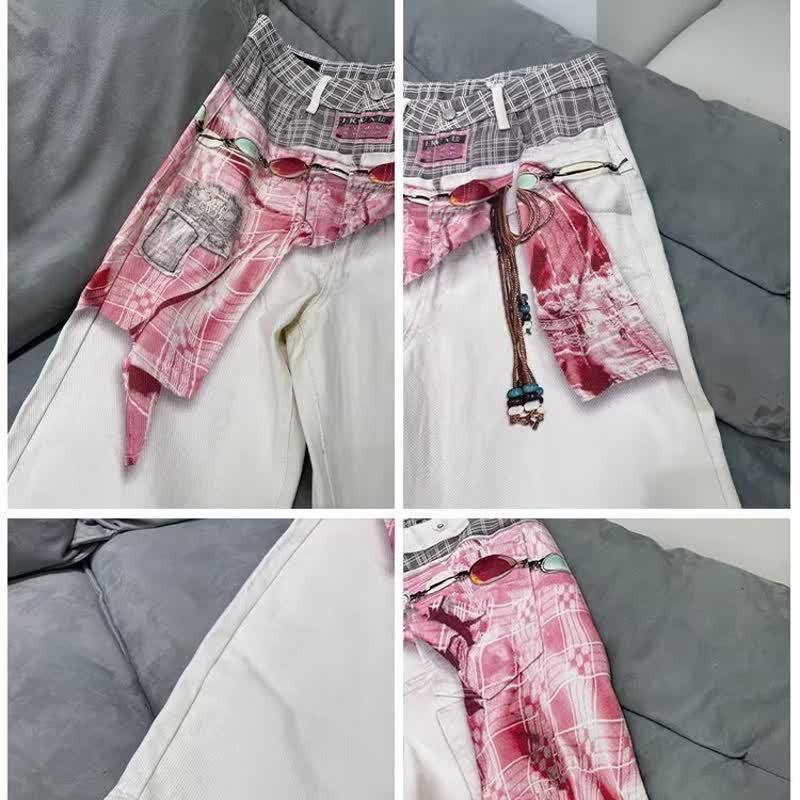 Mens Relaxed Fit Wide Leg Denim Jeans Vintage Washed Cotton Blend Straight Cut Trousers