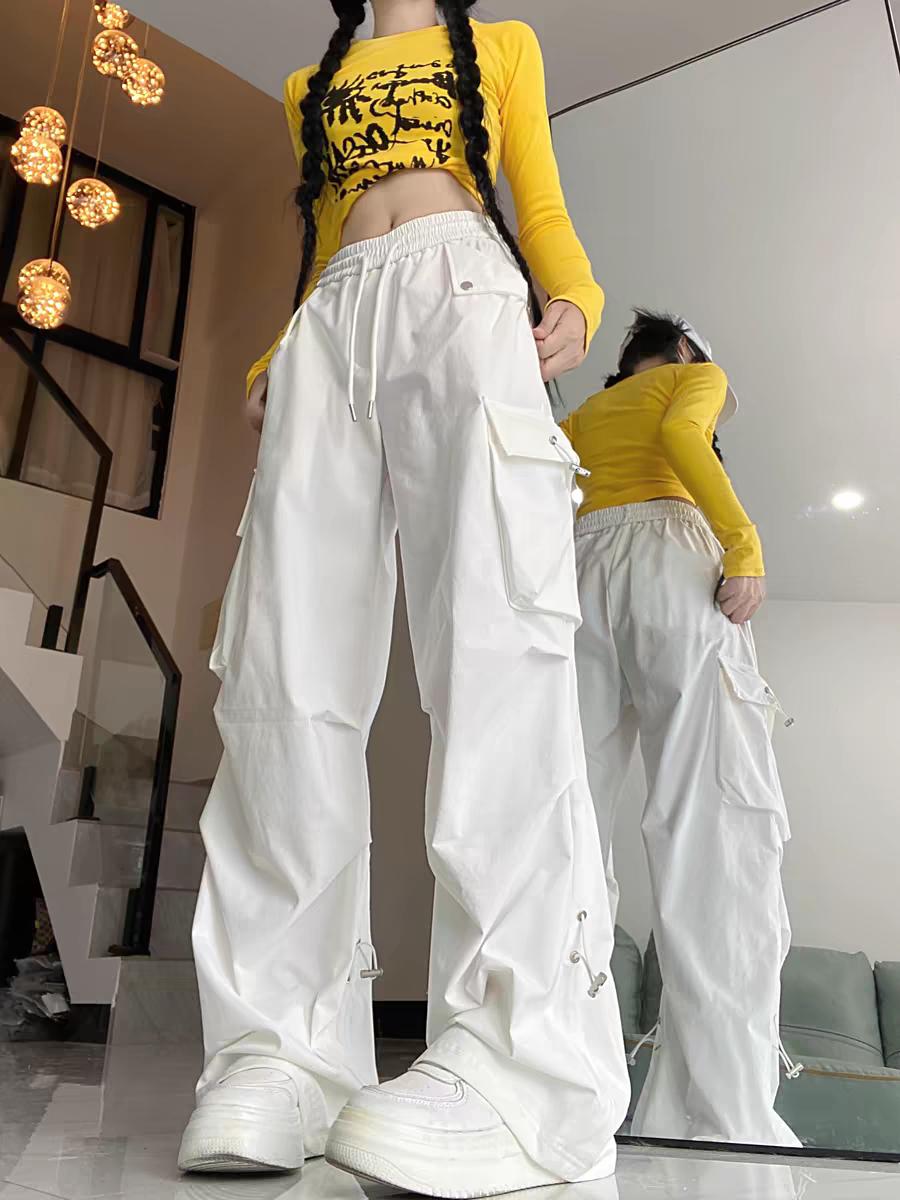 

American Style Large Pocket Cargo Pants Women s Spring Summer New Style Wide Leg Pants Loose Slimming Casual Sports Pants 3XL