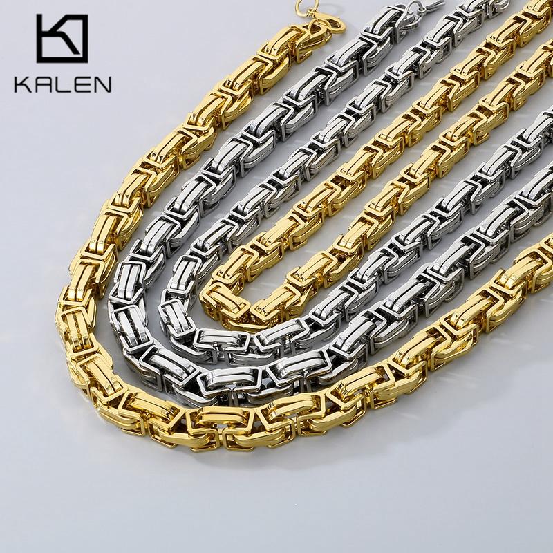 12/15MM Hochwertiges Byzantinisches Großes Armband Für Männer Hip Hop Einfache Kaiserliche Kette Halskette Polierter Trendiger Schmuck Männlicher Charme