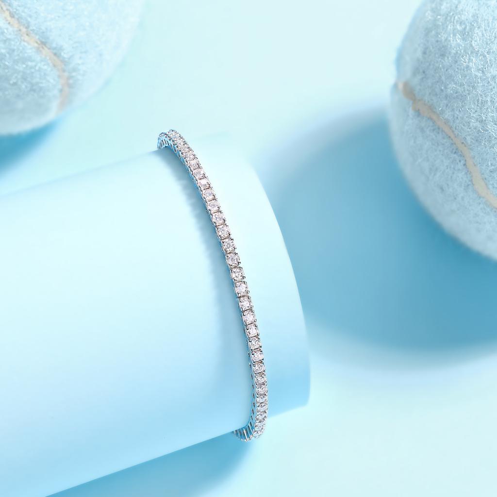 JIUZUAN S925 Zilver Moissanite Tennisarmband voor Vrouwen Eenvoudig Rijontwerp Elegante Sprankelende Sieraden voor Dagelijks Gebruik