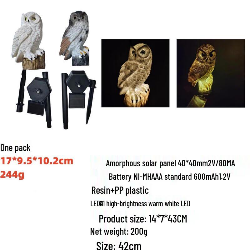 Solar Resin Owl Garden Stake Lights