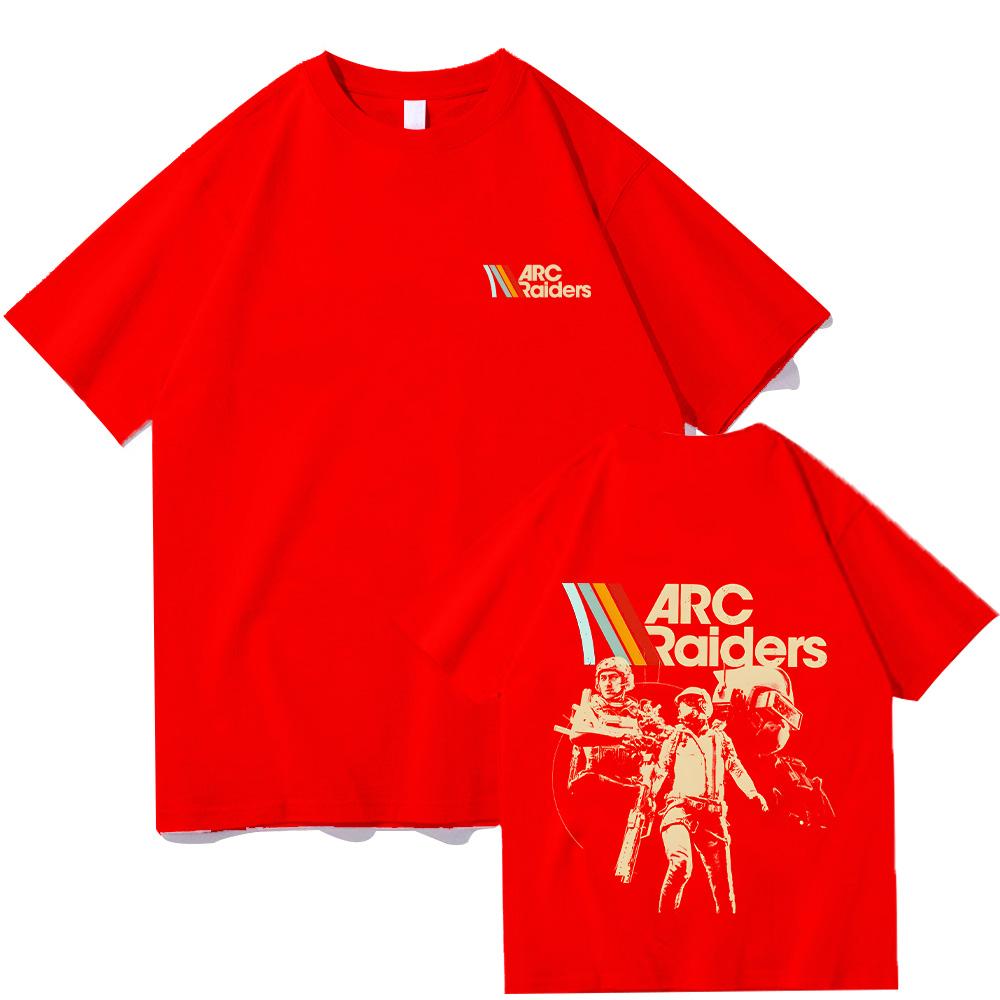 

ARC Raiders Striped T Shirts ARC Hot Game Survival Evolved Tees Gifts for Gamer Cotton T-shirts Unisex Vintage Game Lovers Tops XS червоний